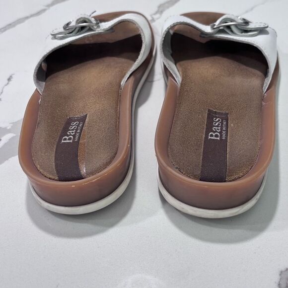 Bass | Vintage Women’s White Leather Slide Buckle Summer Sandals Size 8M - Picture 8 of 10